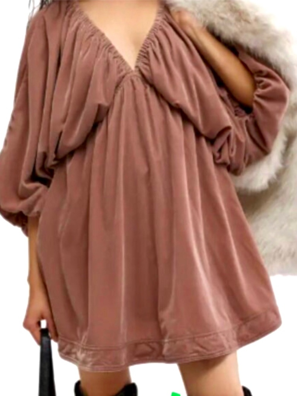 Free People Portia Velvet Mini Dress Heavy Fabric Drape XL Fully Lined w Pockets